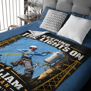 Keeping the Lights On Personalized Lineman Photo Blanket