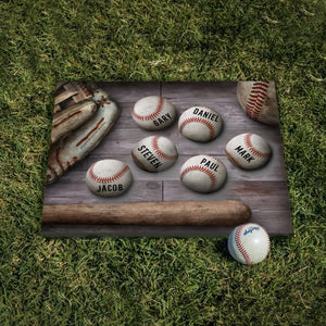 Personalized Baseball Father’s Day, Custom Daddy’s Team Baseball Canvas Print, Baseball Gifts For Dad