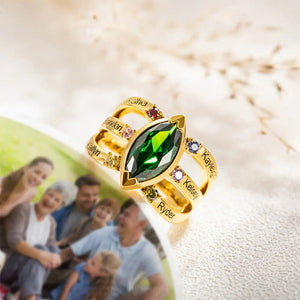 Personalized 1-8 Names & Birthstones Mother Grandmas Family Ring
