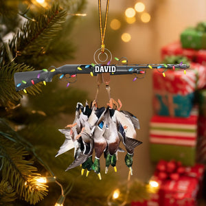 Personalized Duck Hunting Acrylic Christmas Ornament โ Custom Name Gift For Hunters