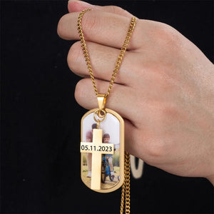 Personalized Memorial Necklace With Cross Pendant,Photo With Text Necklace