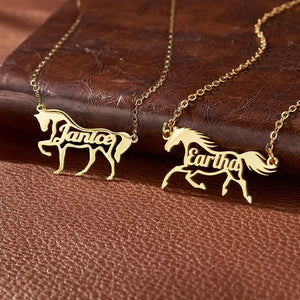 Running/Head Down Horse Personalized Name Horse Necklace