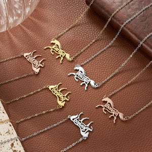 Running/Head Down Horse Personalized Name Horse Necklace