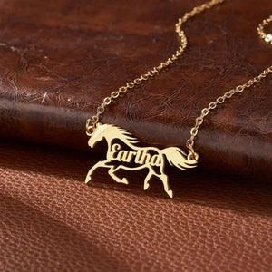 Running/Head Down Horse Personalized Name Horse Necklace