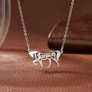Running/Head Down Horse Personalized Name Horse Necklace