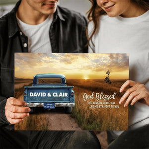 Personalized Vintage Truck Farmhouse Canvas Gift for family,couple