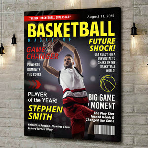 Custom Basketball Magazine Cover, Gift For Basketball Player, Graduation Gift For Basketball Player, Personalized Basketball Gifts