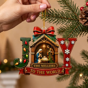 "Joy To The World" – Personalized Christmas Acrylic Hanging Ornament | Holiday Gift For Families