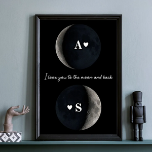 Custom Couple Birth Date Moon Phase - Personalized Poster - Valentine's Day Gift For Couple