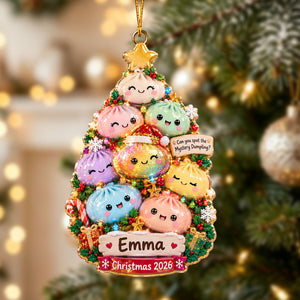 Personalized Dumpling Christmas Tree Ornament β Custom Name Holiday Keepsake