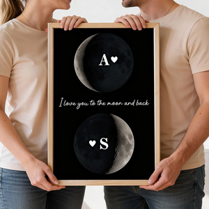 Custom Couple Birth Date Moon Phase - Personalized Poster - Valentine's Day Gift For Couple