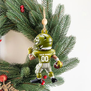 Personalized American Football Christmas Ornament: Custom Player Uniform Acrylic Ornament