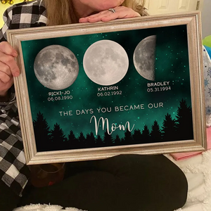 Galaxy Night The Days You Became Our Mom Birthday Moon Phase Personalized Poster, A Heartfelt Gift for Mom’s Birthday