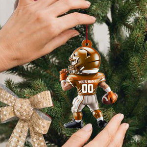 Personalized American Football Christmas Ornament: Custom Player Uniform Acrylic Ornament