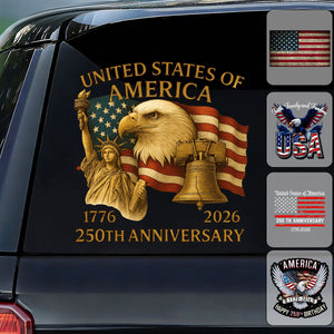 Personalized Faith, Family & Freedom America 250th Car Window Decal Sticker