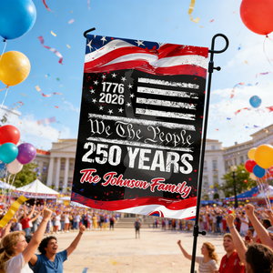 250 Years America 250th Birthday 1776-2026 Personalized Garden Flag Gift for Family