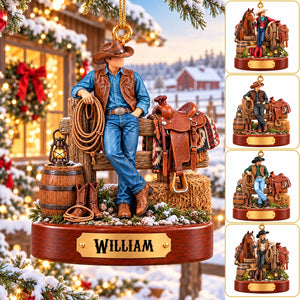 Personalized Cowboy Cowgirl Ornament, Custom Western Christmas Ornament