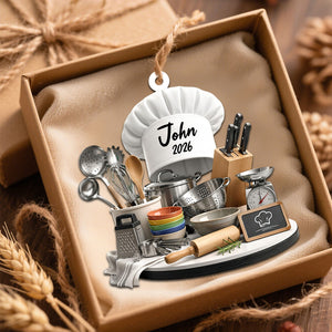 Personalized Kitchen Christmas Ornament | Chef Gift & Cooking Stove Decor