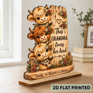 Personalized "This Grandma Loves Her Herd" Wooden Plaque – Cozy Fall Gift For Grandma
