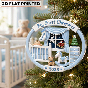 Personalized Baby's 1st Christmas 2026 Ornament β Light Pink & Blue Design | Newborn Keepsake For New Parents