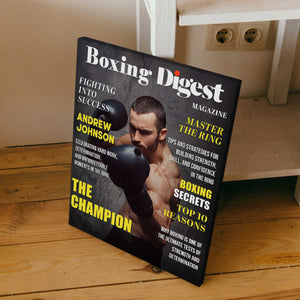 Personalized Boxing Digest Canvas β Custom Name Boxer Poster | Boxing Magazine Gift & Room Decor