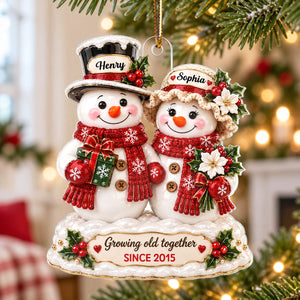 "Snowman Couple β Growing Old Together" β Personalized Acrylic Ornament | Christmas Keepsake For Him & Her