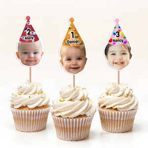 Birthday Party Decor – Custom Baby Face Cupcake Toppers | Cute & Personalized