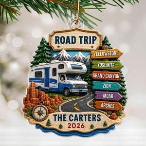 Personalized "Road Trip Adventure" Ornament โ Vacation Gift For Couples & Families