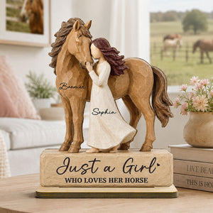 Personalized "Girl Standing With Horse" Wooden Plaque – Keepsake For Horse Lovers