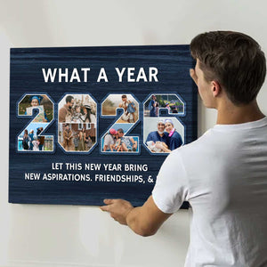 Personalized 2026 Year In Review Photo Collage Canvas – Custom Family Memory Wall Art | Christmas Gift For Families
