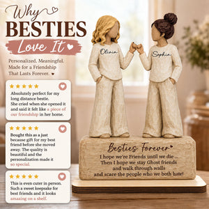 "Besties Forever Pinky Promise" โ Personalized Wooden Plaque | Friendship Keepsake For Best Friends