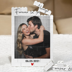 Anniversary Gift For Him & Her – Personalized "Forever & Always" Building Blocks With Custom Photo