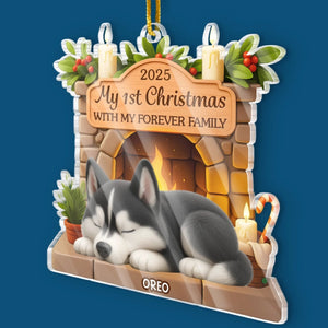 Custom First Christmas Acrylic Ornament - Personalized Christmas Birthday Gifts For Dog Lovers