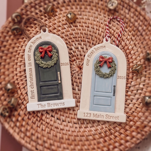 "First Christmas in New Home" โ Personalized Acrylic Door Ornament | Custom Address Gift & Realtor Closing Gift