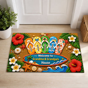Personalized "Hello Summer Vibes" Doormat – Welcome To Grandma & Grandpa's House | Summer Decor