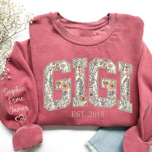 Custom Floral GIGI Sweatshirt – Personalized Grandma Est Year & Grandkids Names