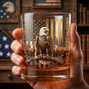 Gift For Dad – Personalized "Proud Eagle Dad" Round Glass