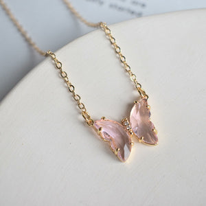 Crystal Butterfly Charm Necklace