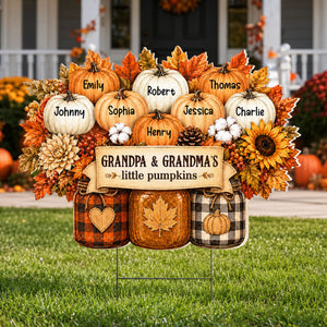 "Cozy Fall Mason Jars & Pumpkins" – Personalized Yard Sign | Fall Decor For Grandparents