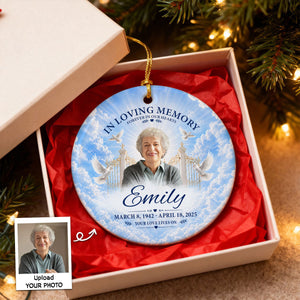 "In Loving Memory β Your Love Lives On" β Personalized Ceramic Ornament | Memorial Gift & Funeral Keepsake