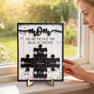 Custom Mother's Day Wooden Plaque – Mom, You Hold Us Together – Personalized Gift For Mom