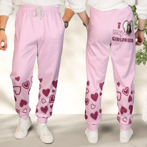 I Love My Husband/ Boyfriend/ Wife/ Girlfriend - Personalized Photo Sweatpants Gifts For Couples