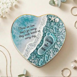 "Where Love Never Ends" β Sea Glass Design Personalized Jewelry Dish | Memorial Ocean Remembrance Gift For Loss of Loved One