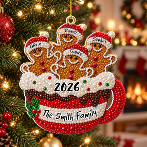"Gingerbread Family Christmas" โ Personalized Acrylic Ornament | Holiday Keepsake For Families