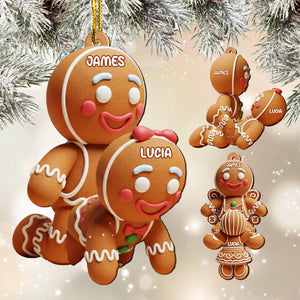 Personalized "Gingerbread Couple" Wood Ornament – Custom Shape Cutout & Print