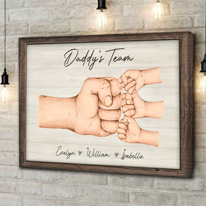 Daddy & Kids, Together We're A Team - Family Personalized Custom Horizontal Poster - Father's Day, Birthday Gift For Dad