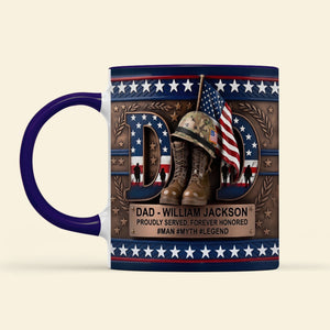 Gift For Dad – Personalized "Proud Veteran Dad" Accent Coffee Mug