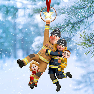 Personalized Fun Hanging Firefighter Family Ornament Gifts For Family