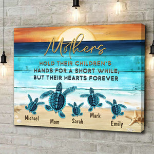Mother’s Day Gift Custom Beach Sea Turtles Name Canvas Poster