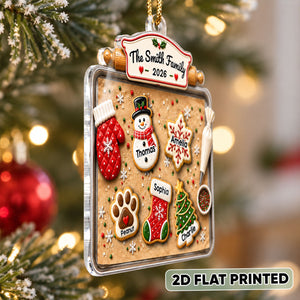 Personalized "Family Gingerbread Cookie" Acrylic Ornament β Holiday Keepsake For Families